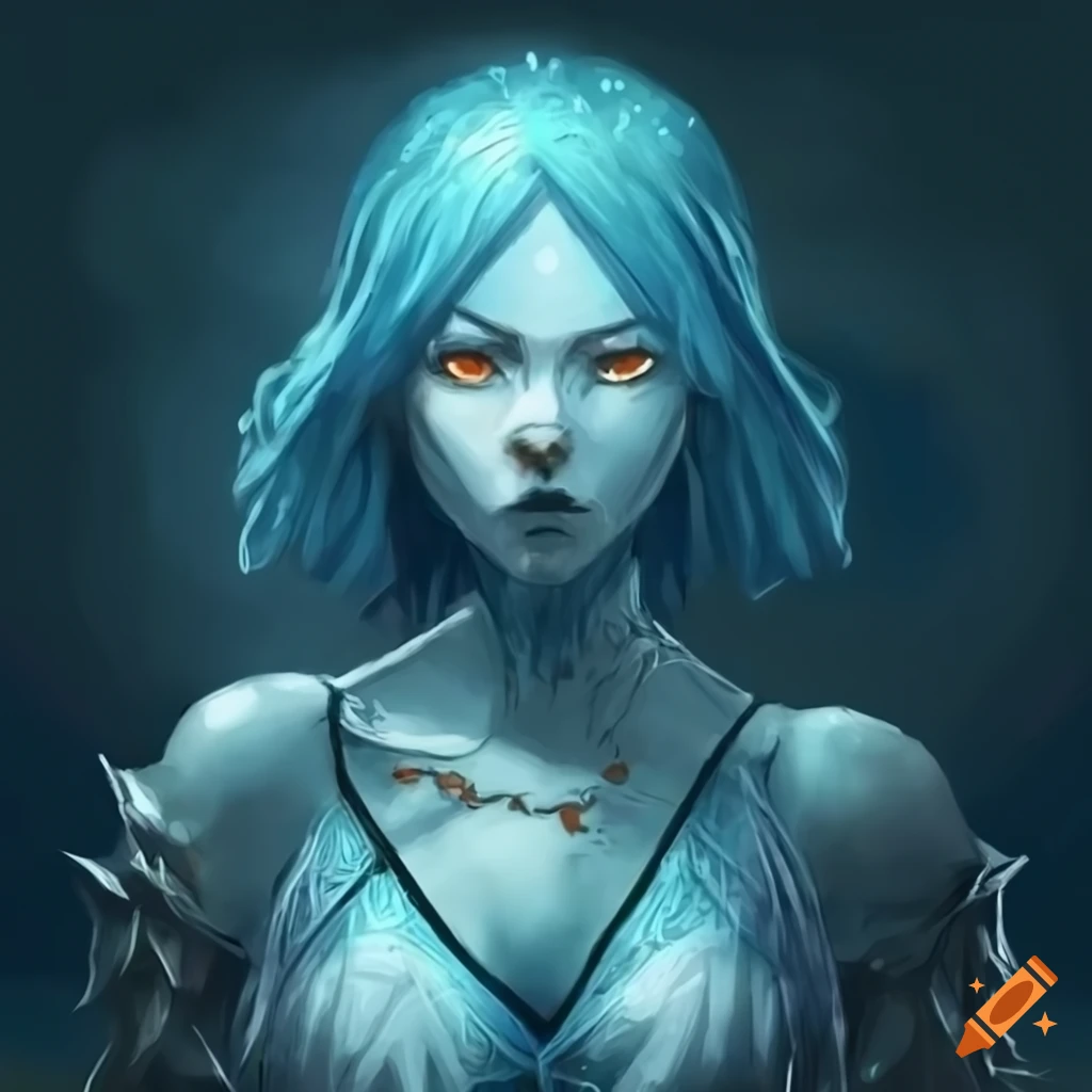 Dark souls inspired artwork of a water sorceress