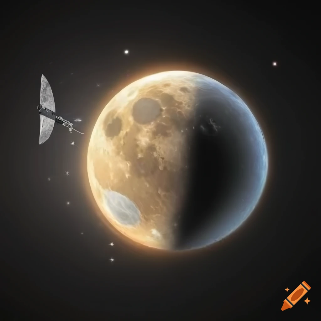 detailed satellite orbiting the moon