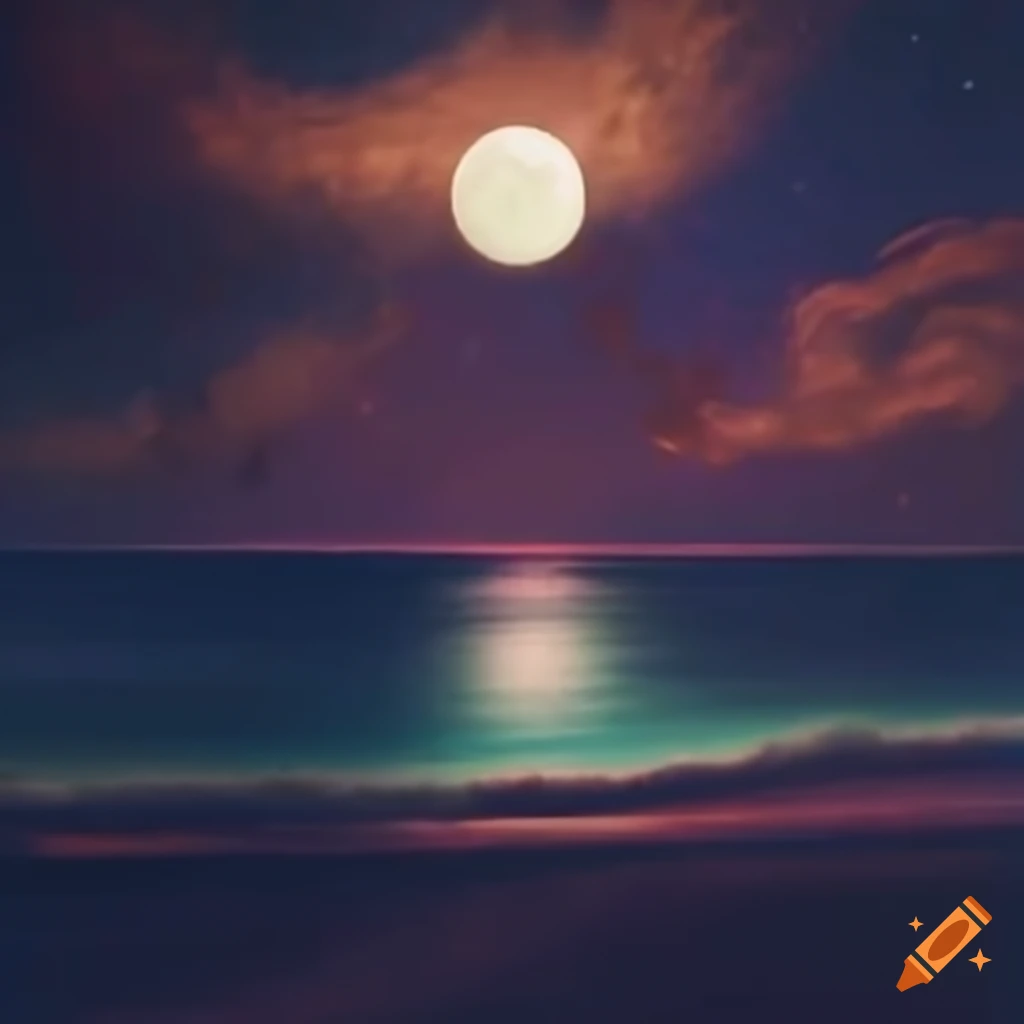 serene beach scene under a starlit night sky