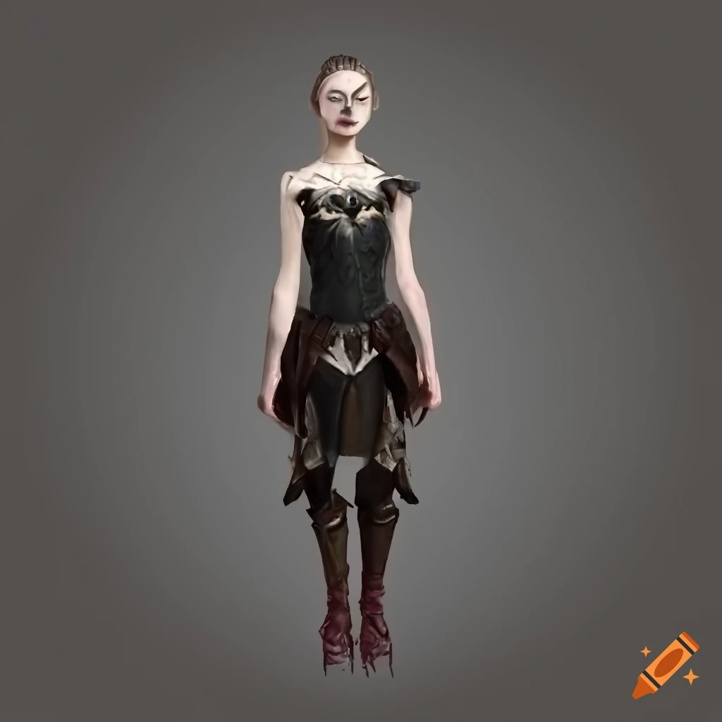 photorealistic young goth witch in protective armor
