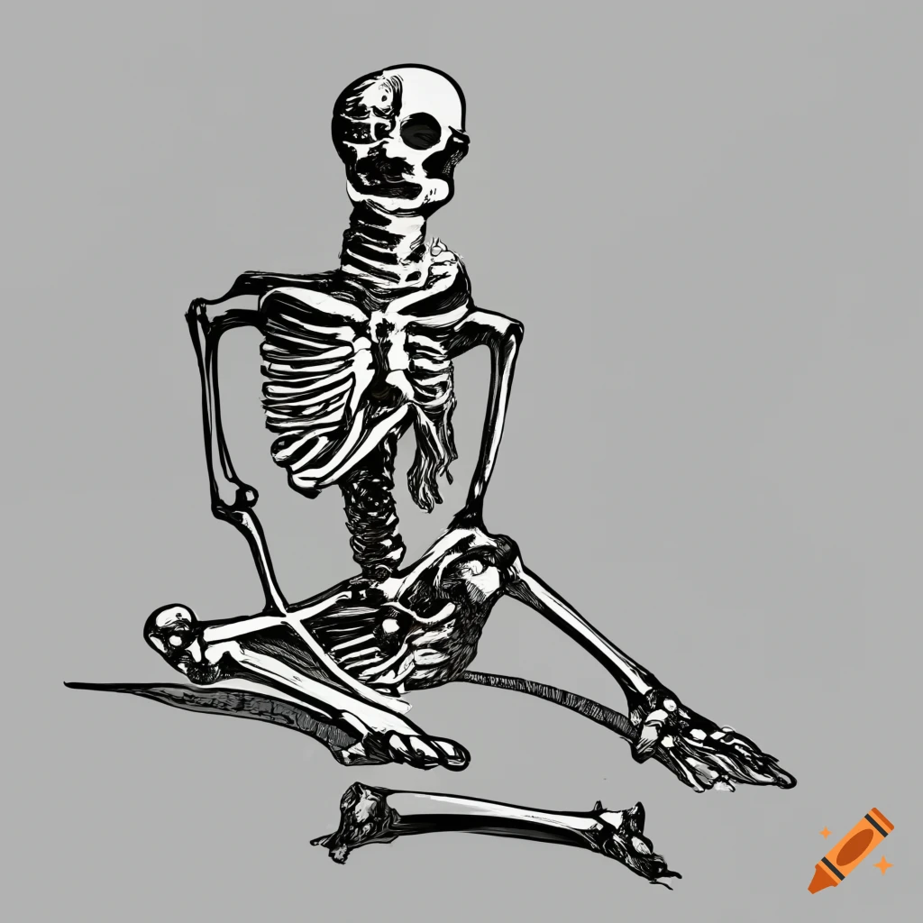 line drawing of a skeleton on white background