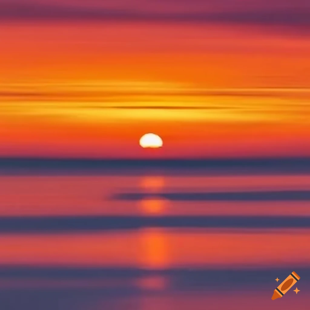 crayon art of a colorful sunset over the ocean