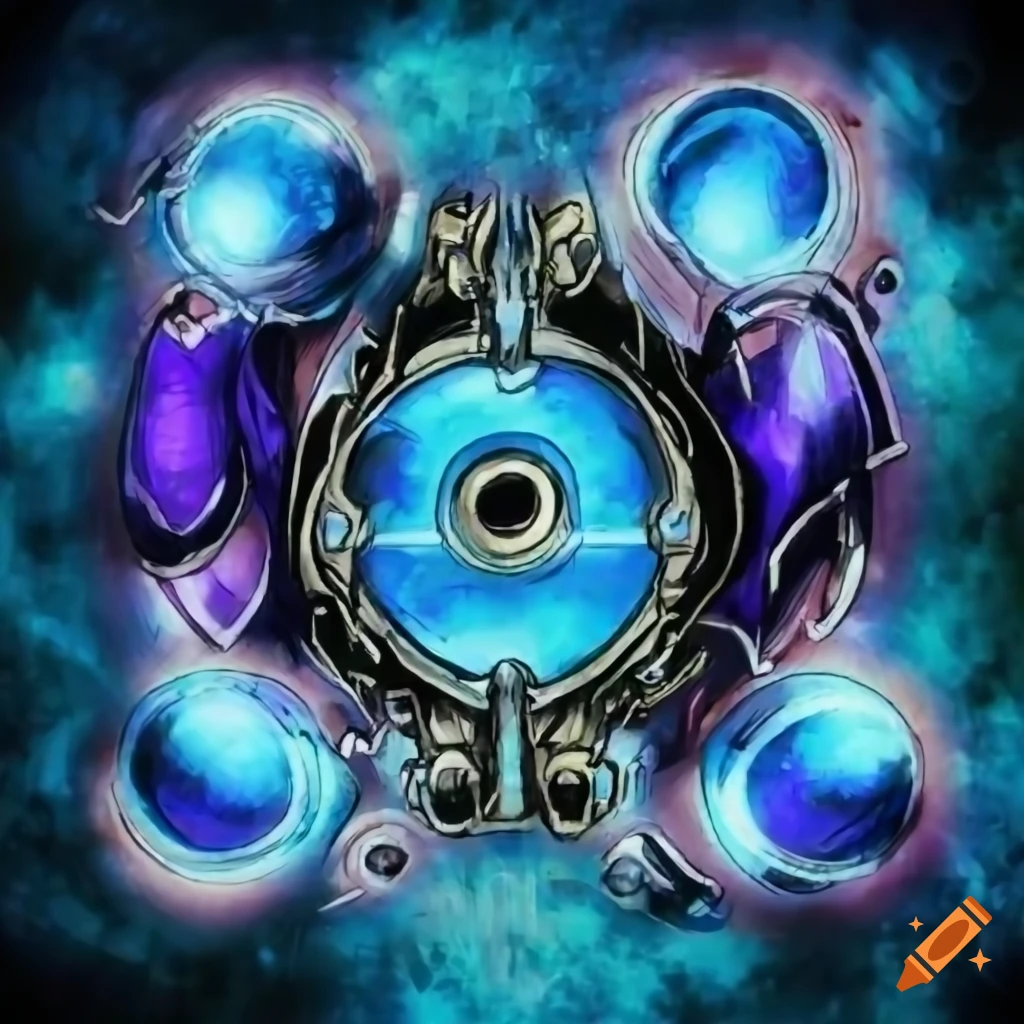 Futuristic mechanical entity artwork in yu-gi-oh style