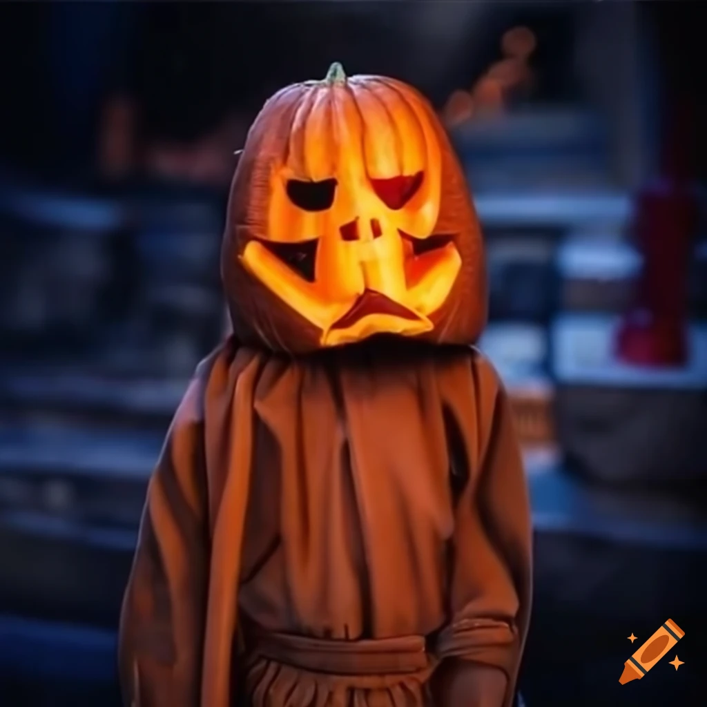Scary character resembling oogie boogie in halloween setting on
