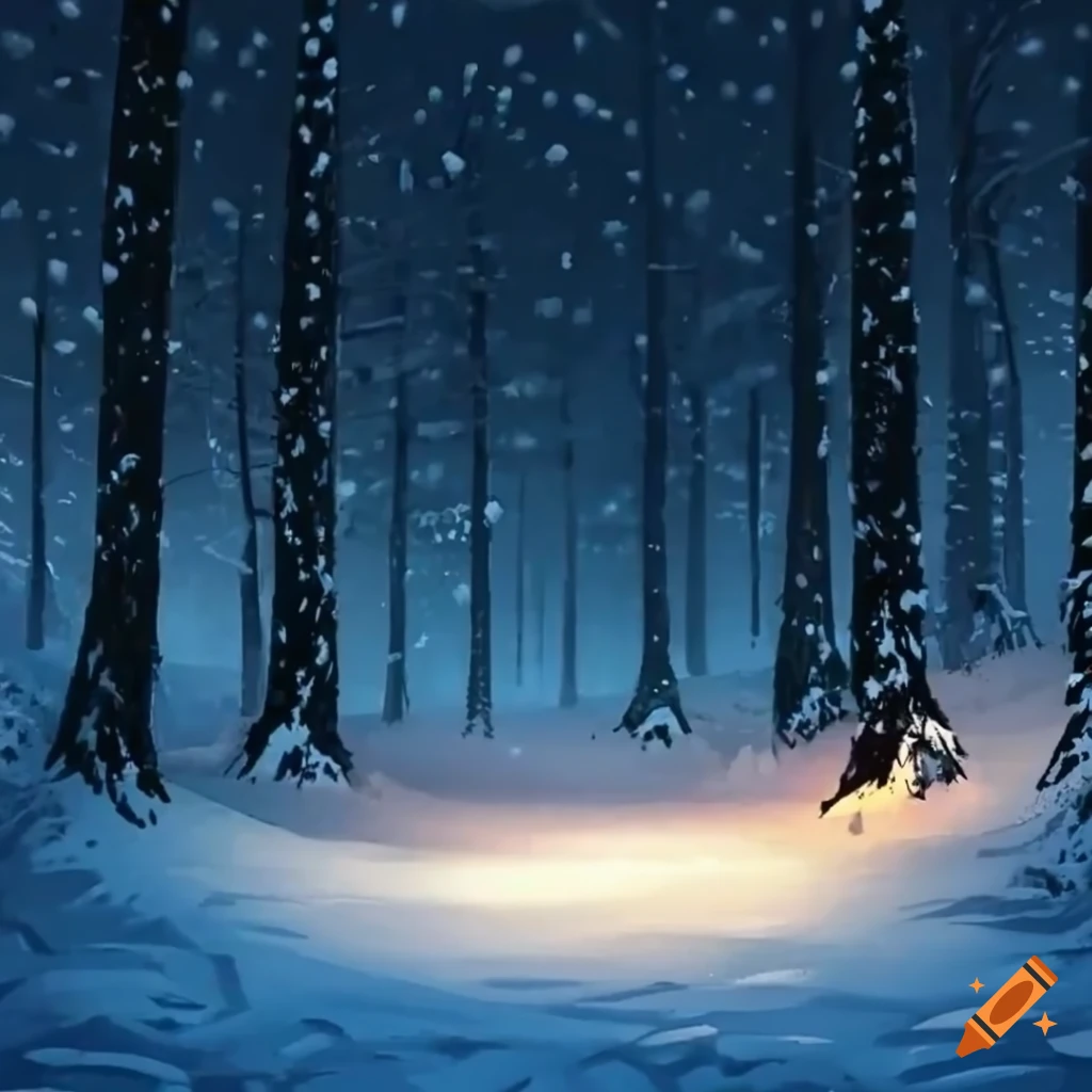 snowy forest night