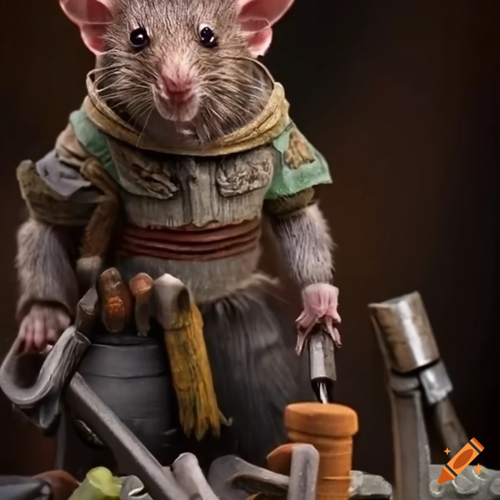 illustration of a ratfolk engineer with tools