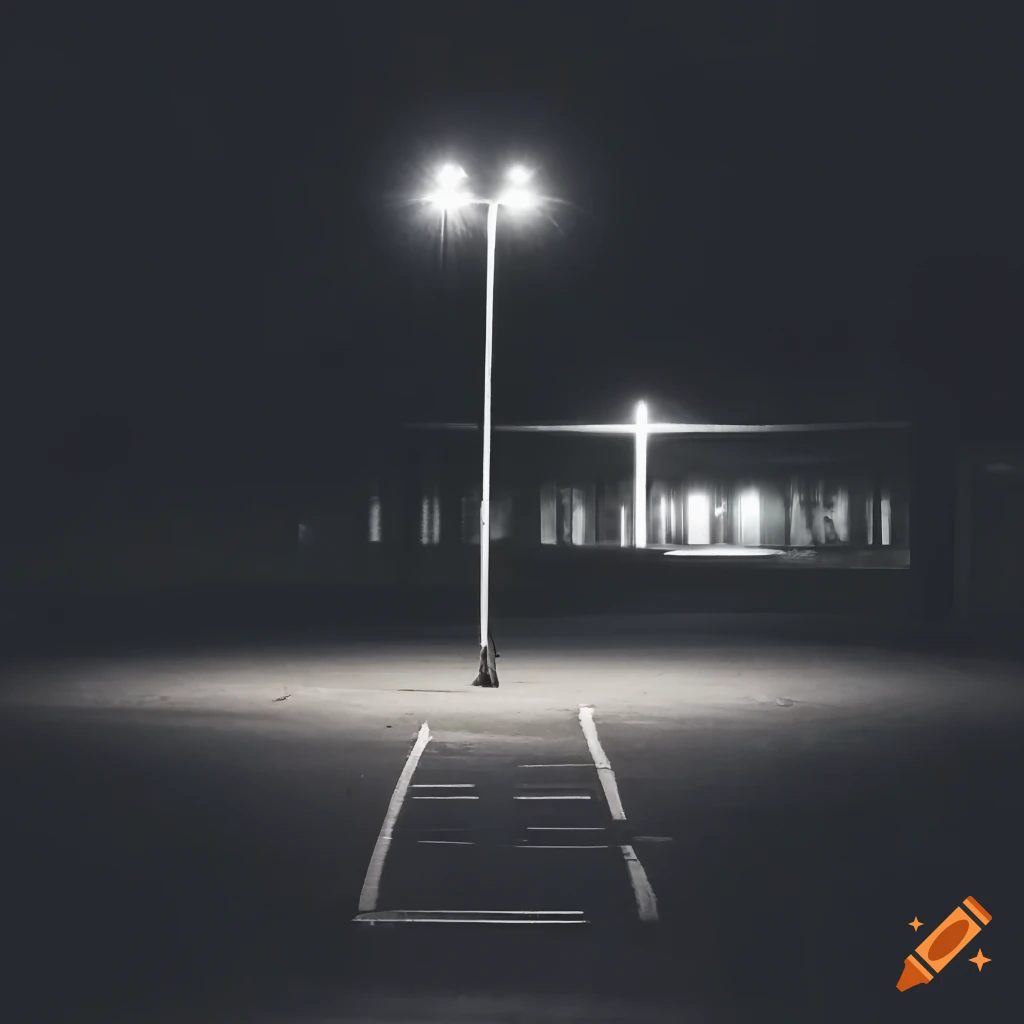 Street light in a parking lot at night on Craiyon