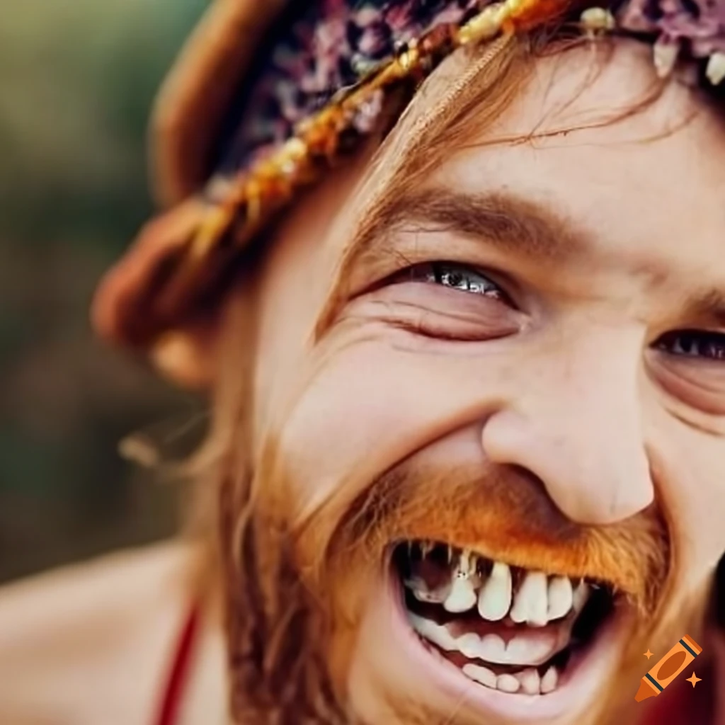 happy man with bohemian style