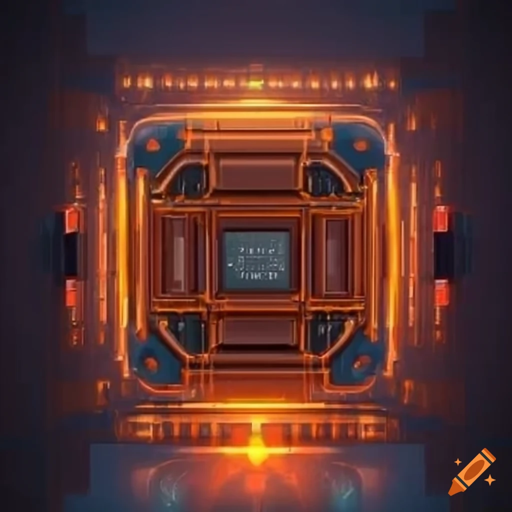 orange CPU in a powerful computer