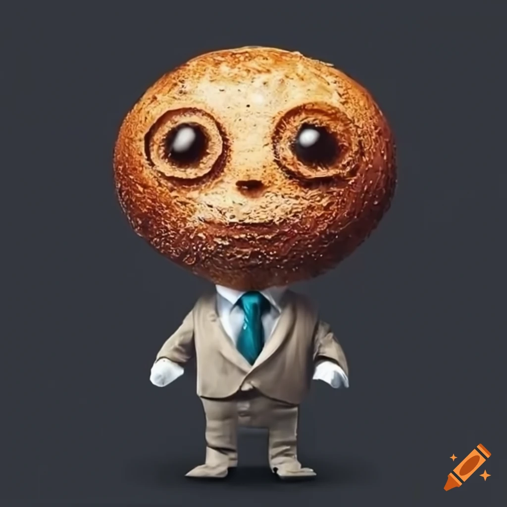 A bread wearing a suit on Craiyon