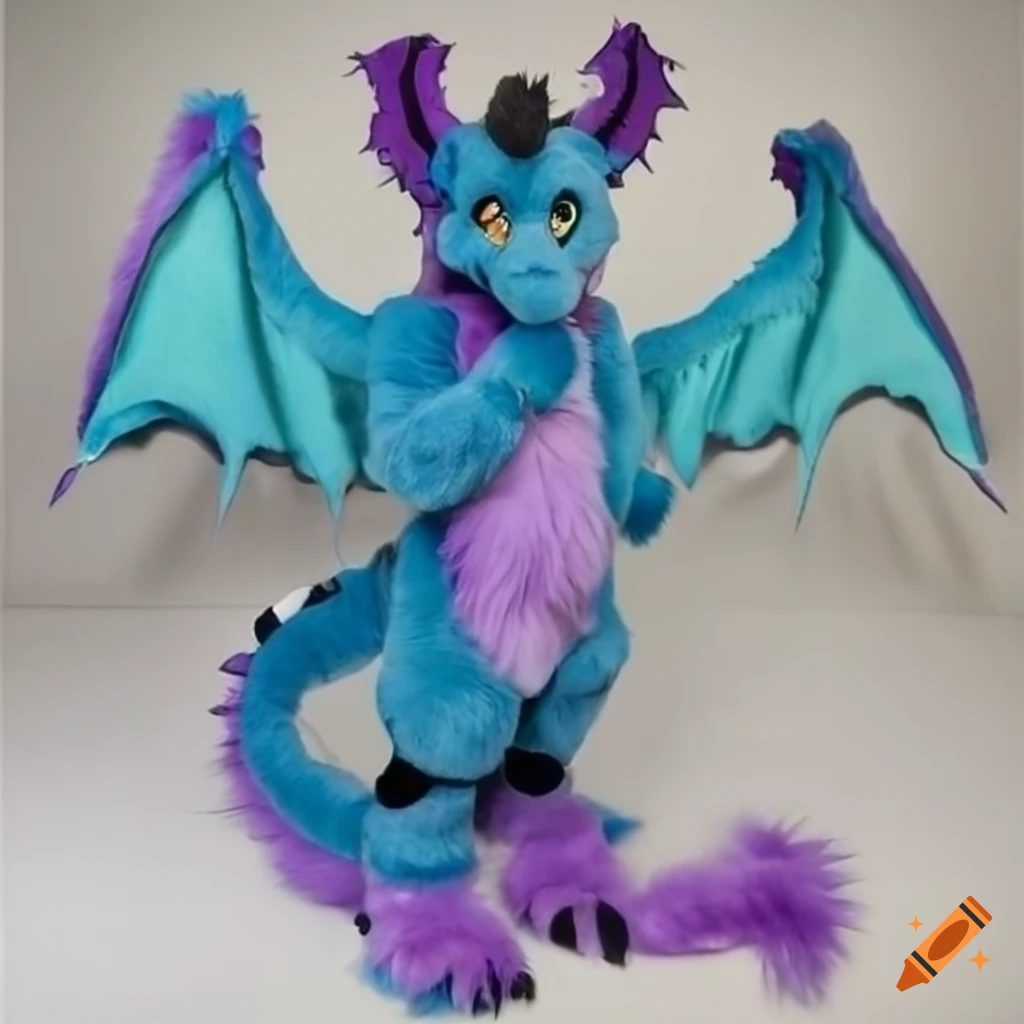 light blue dragon anthropomorphic fursuit