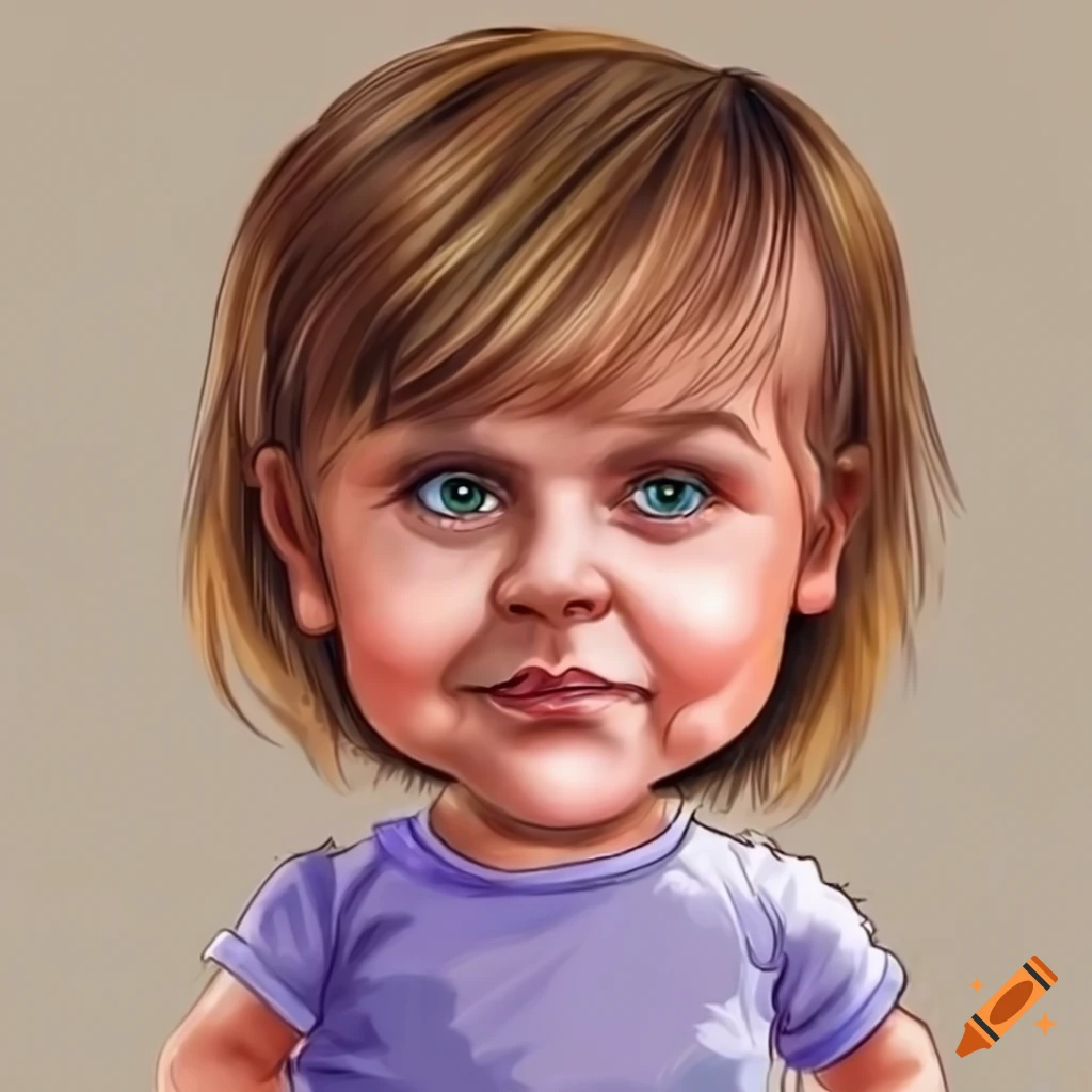 Caricature Of A Cute One year old With Blue Eyes On Craiyon