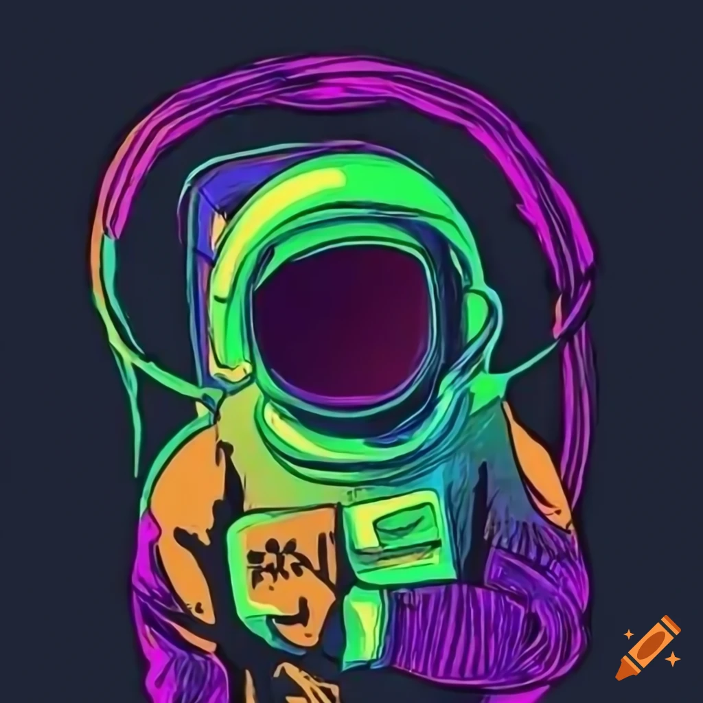 astronaut taking a selfie with peace symbol in lofi style