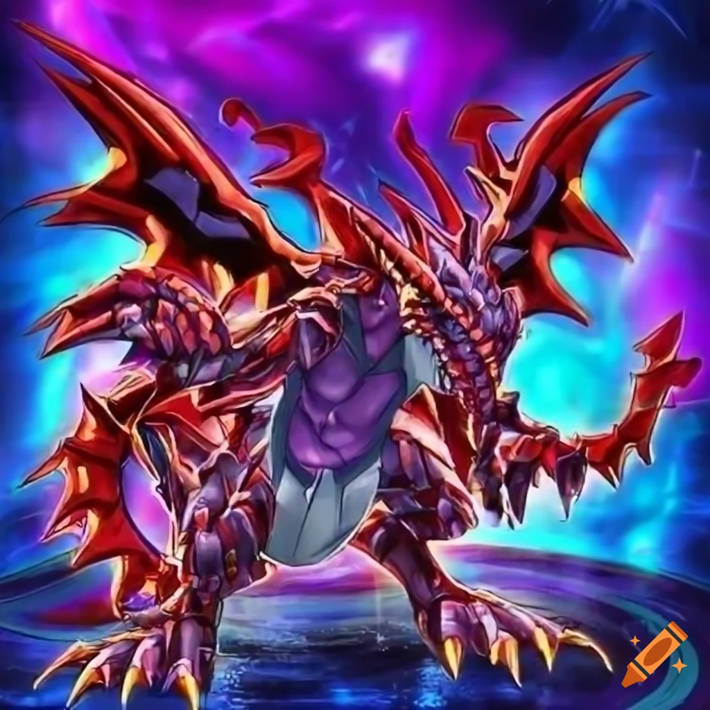 beautiful artwork of an intricate small supernova dragon in Yu-Gi-Oh! style