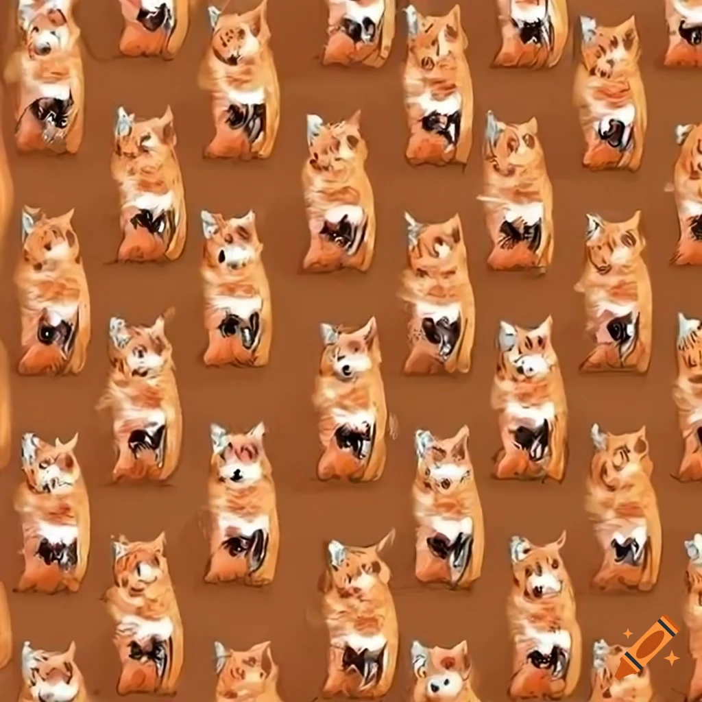 Pattern of cute orange cats on Craiyon