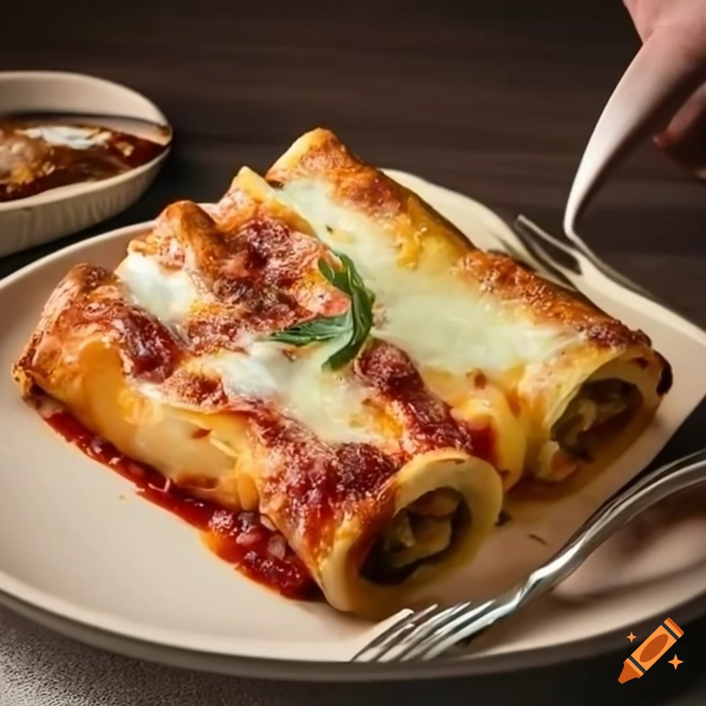 Baked cannelloni with melted cheese on Craiyon