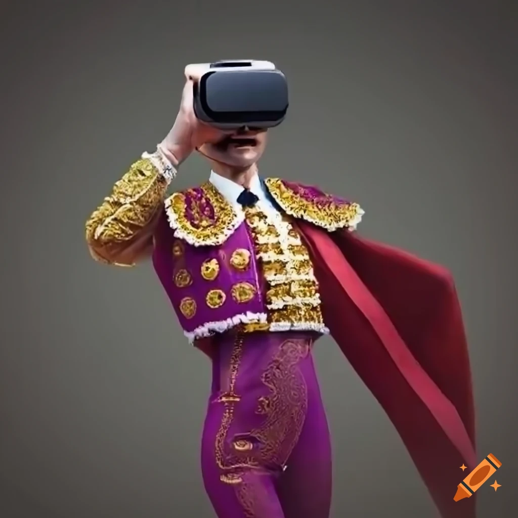 Spanish matador in traditional attire wearing a vr headset on Craiyon