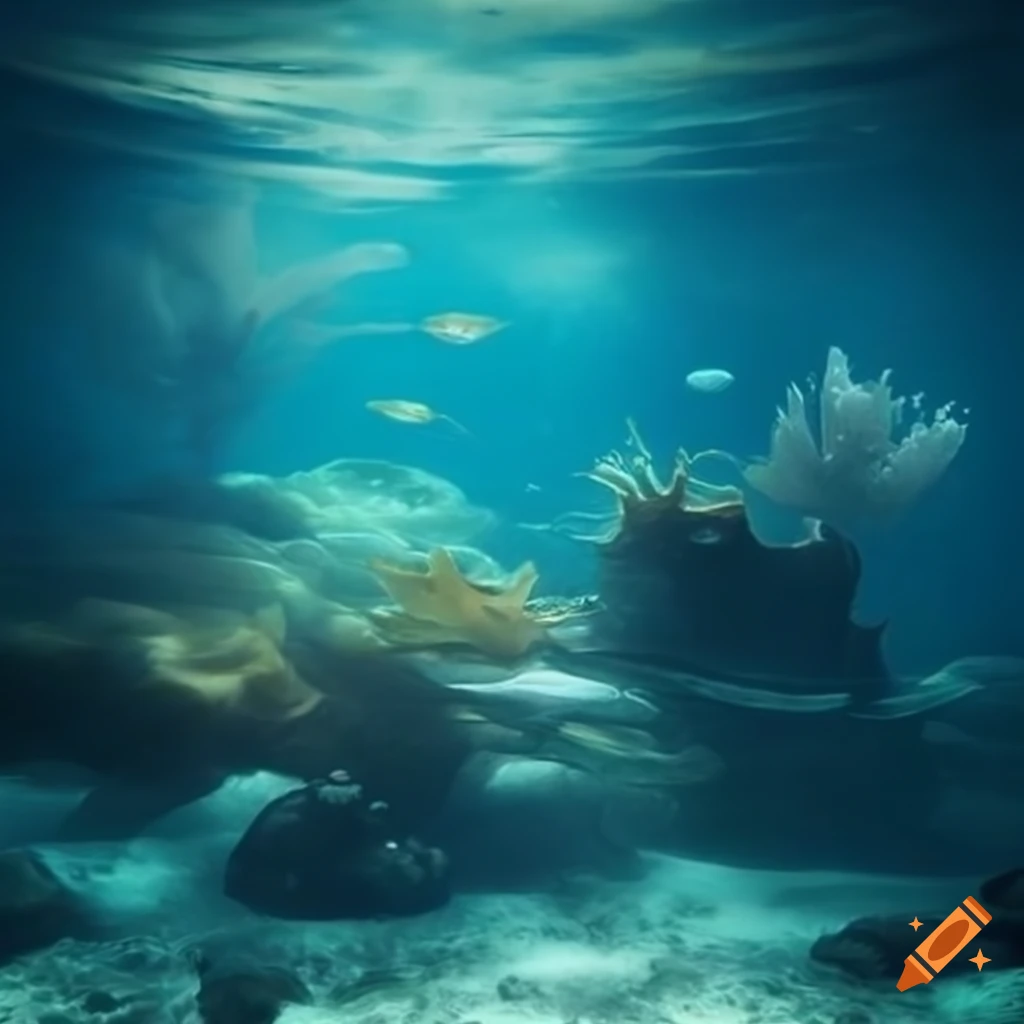 Futuristic underwater scene on Craiyon