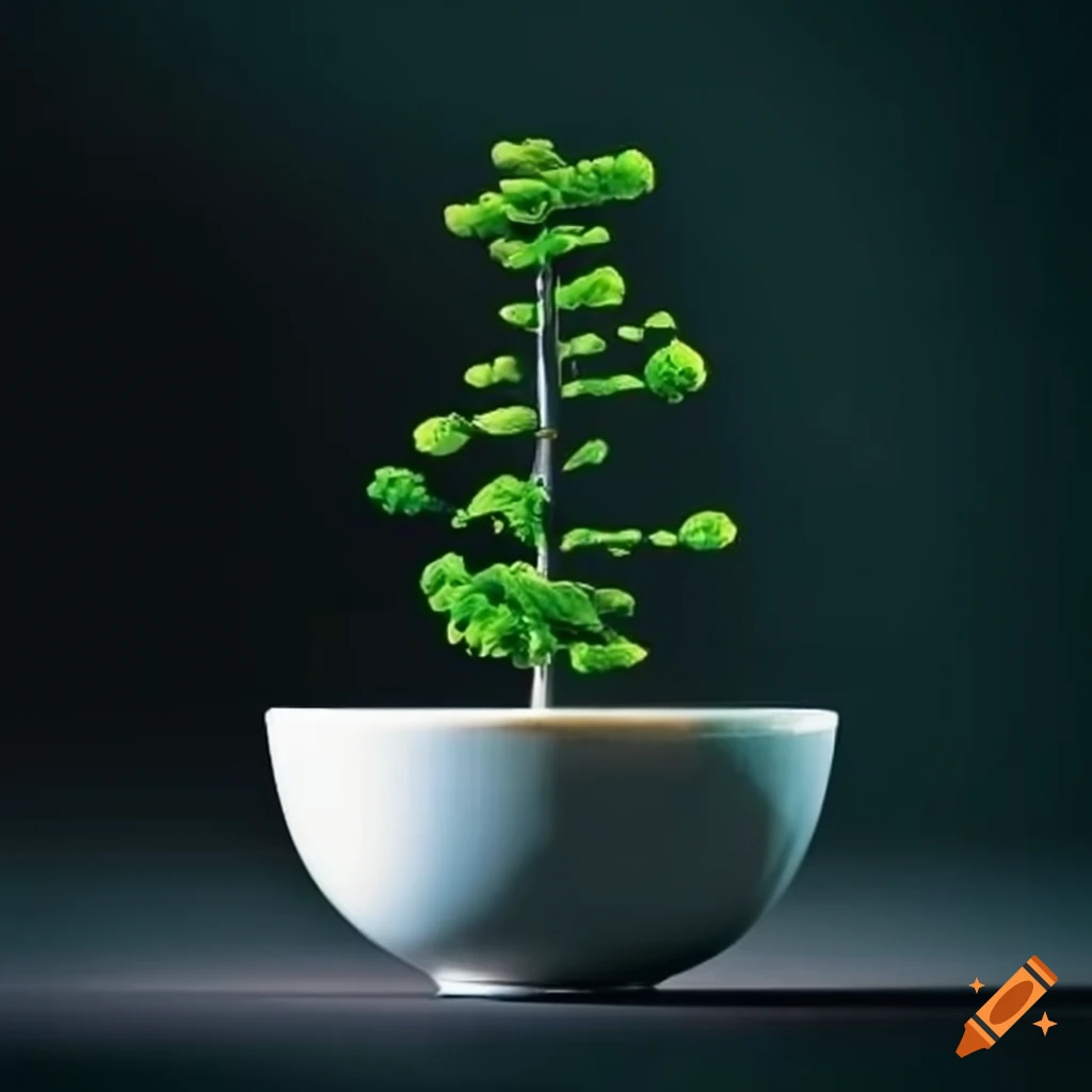 teacup with a small tree growing inside