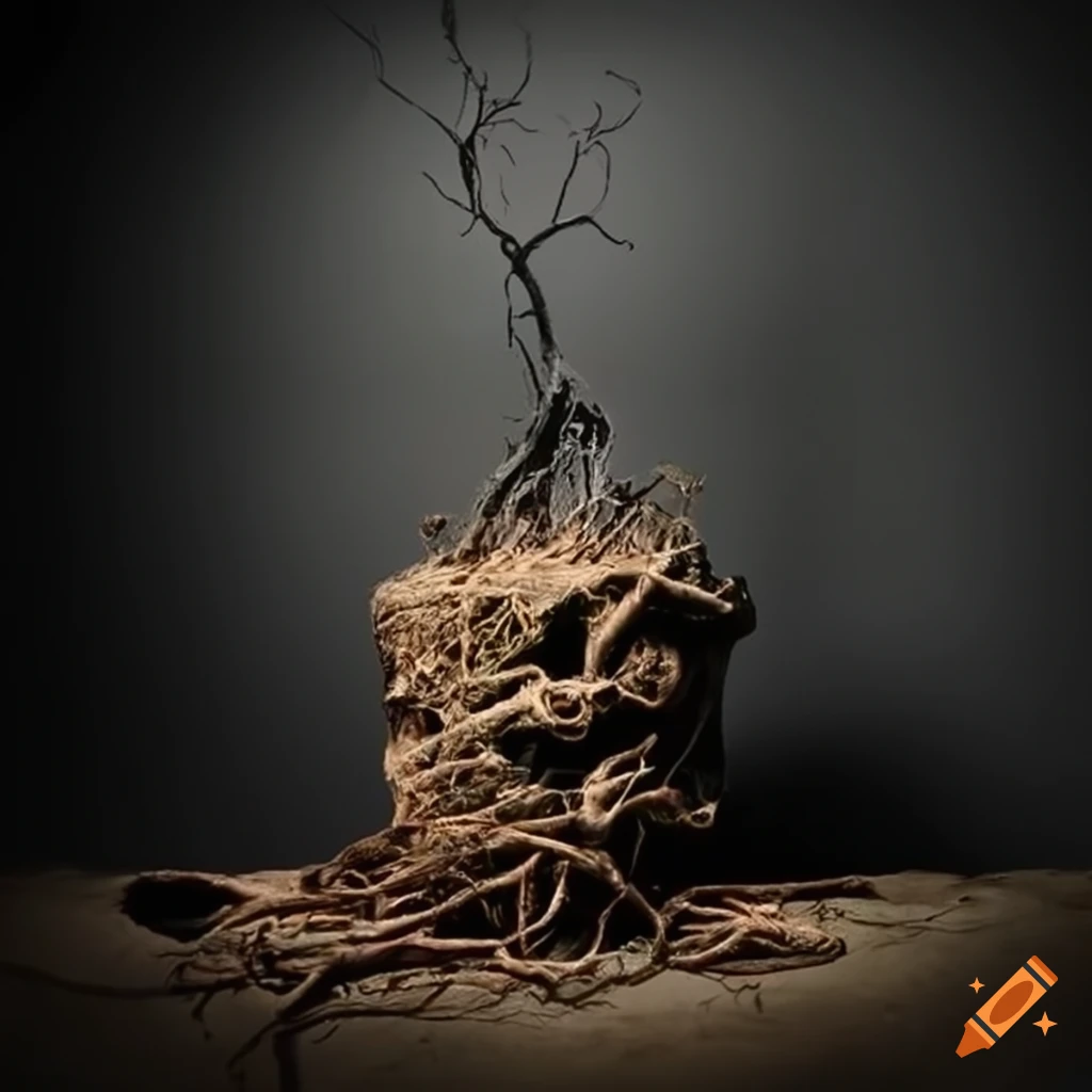 image of abstract roots breaking through a block