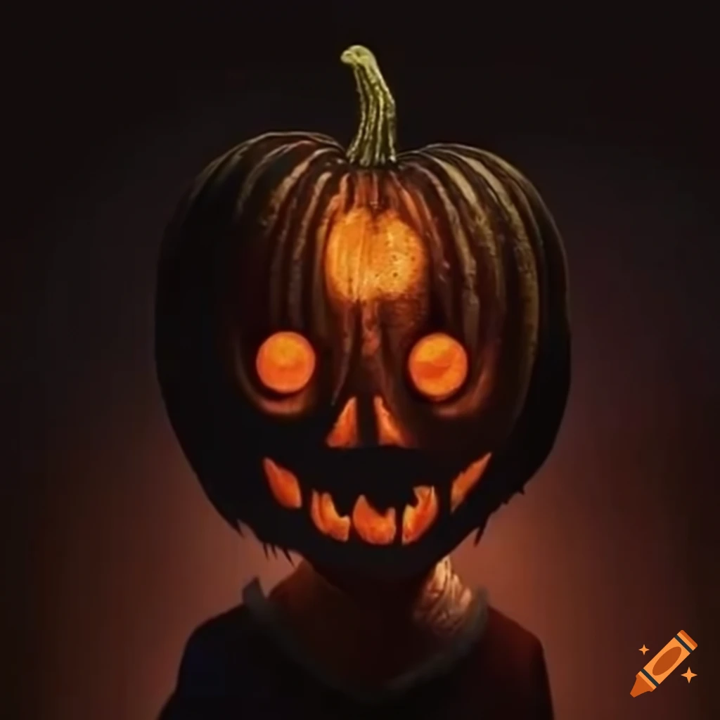 espantapajaros tenebroso con cabeza de calabaza