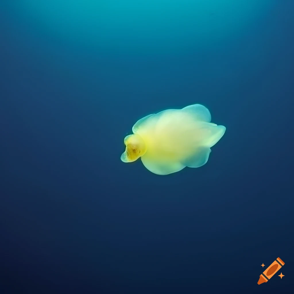 translucent sea creature in dark blue background