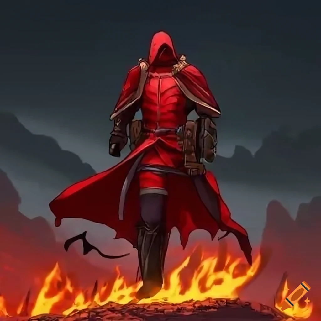 Image of a fiery warrior with golden swords on Craiyon