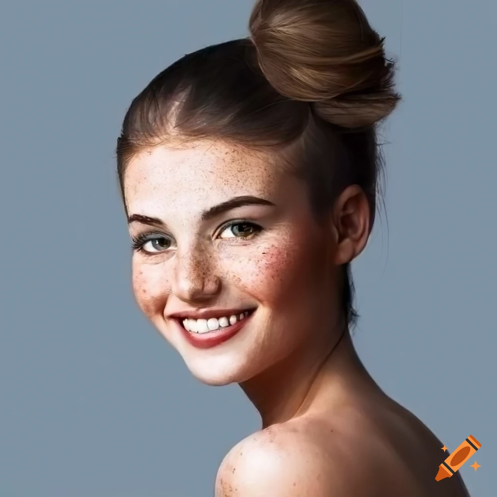 portrait of a beautiful woman with freckles and brown hair