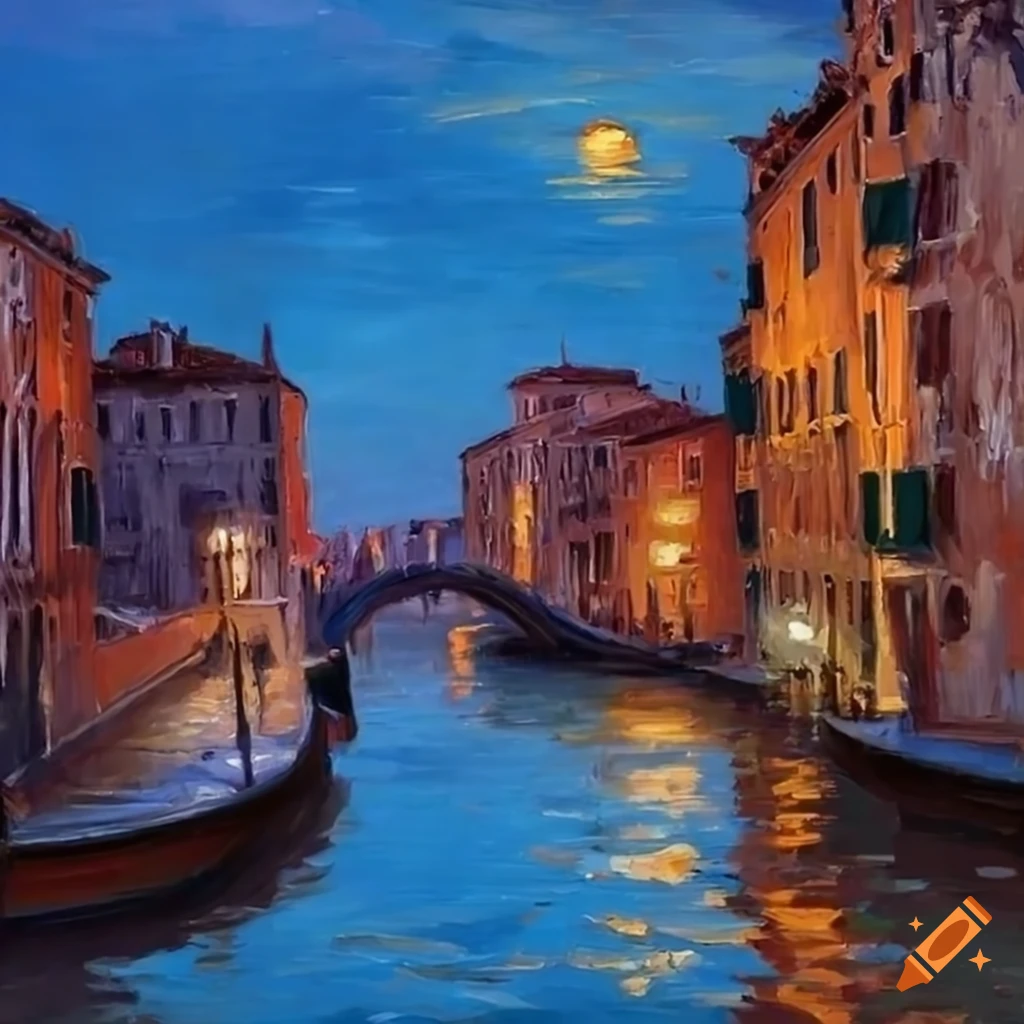 impressionist painting of a charming scene in Venice