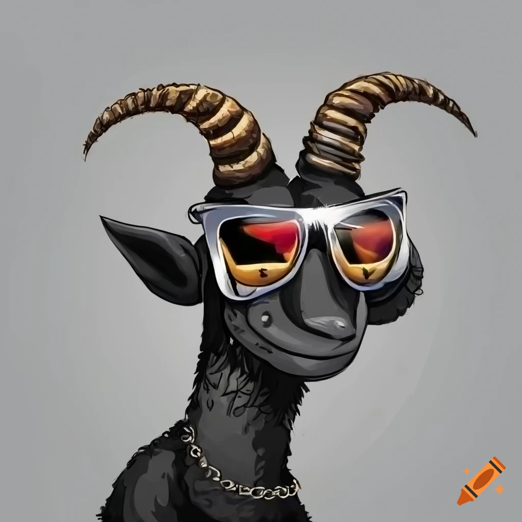 cartoon goat with sunglasses and a gold necklace