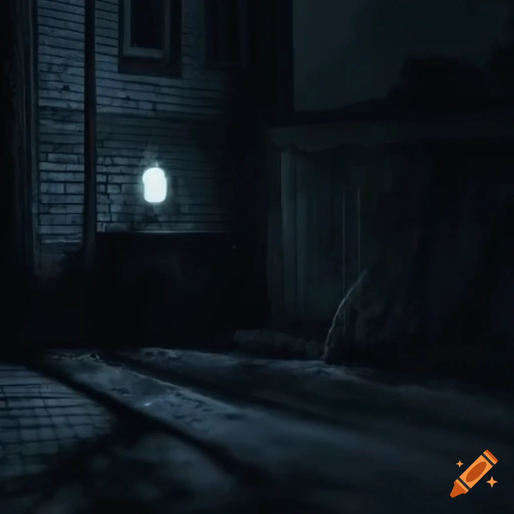 dark night in a backyard