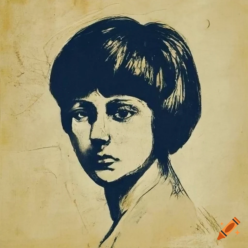surreal portrait of a woman with short dark hair