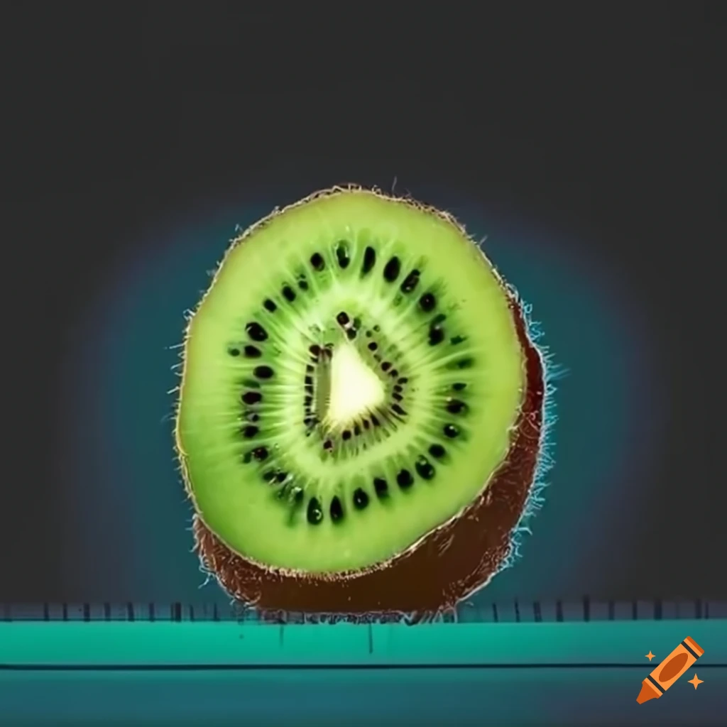 kiwi fruit playing piano with doodle arms and face