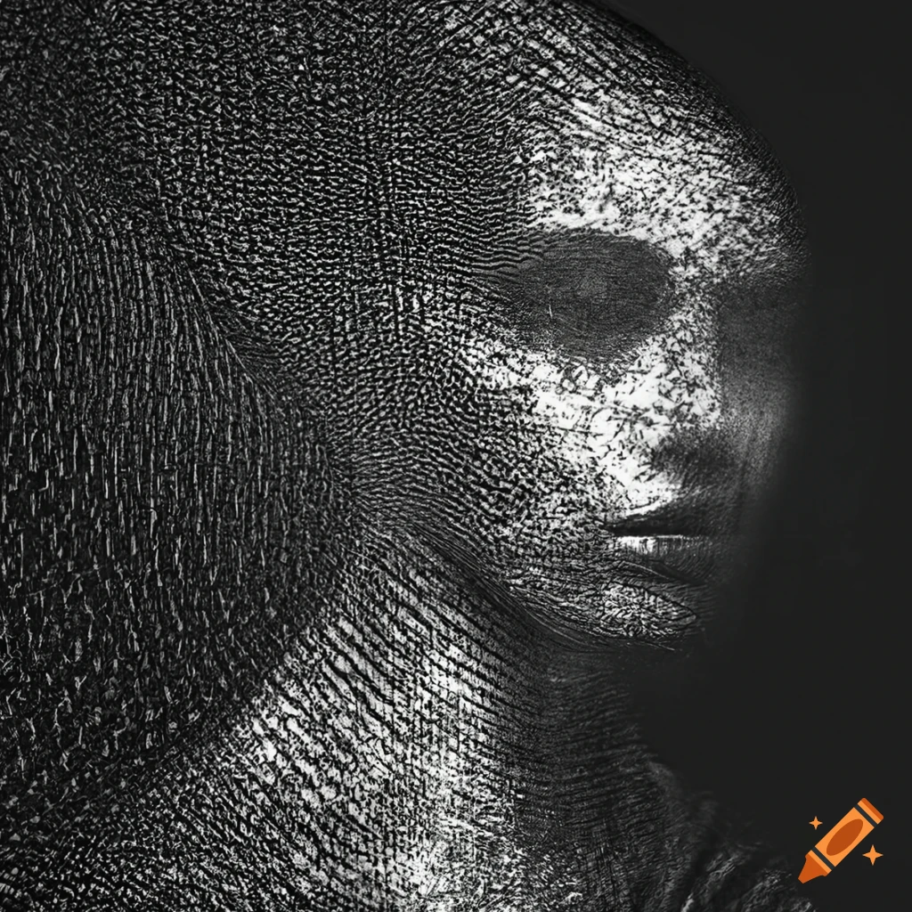 abstract portrait with barcode texture