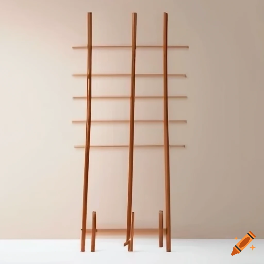 Minimalist wooden coat rack in a modern interior