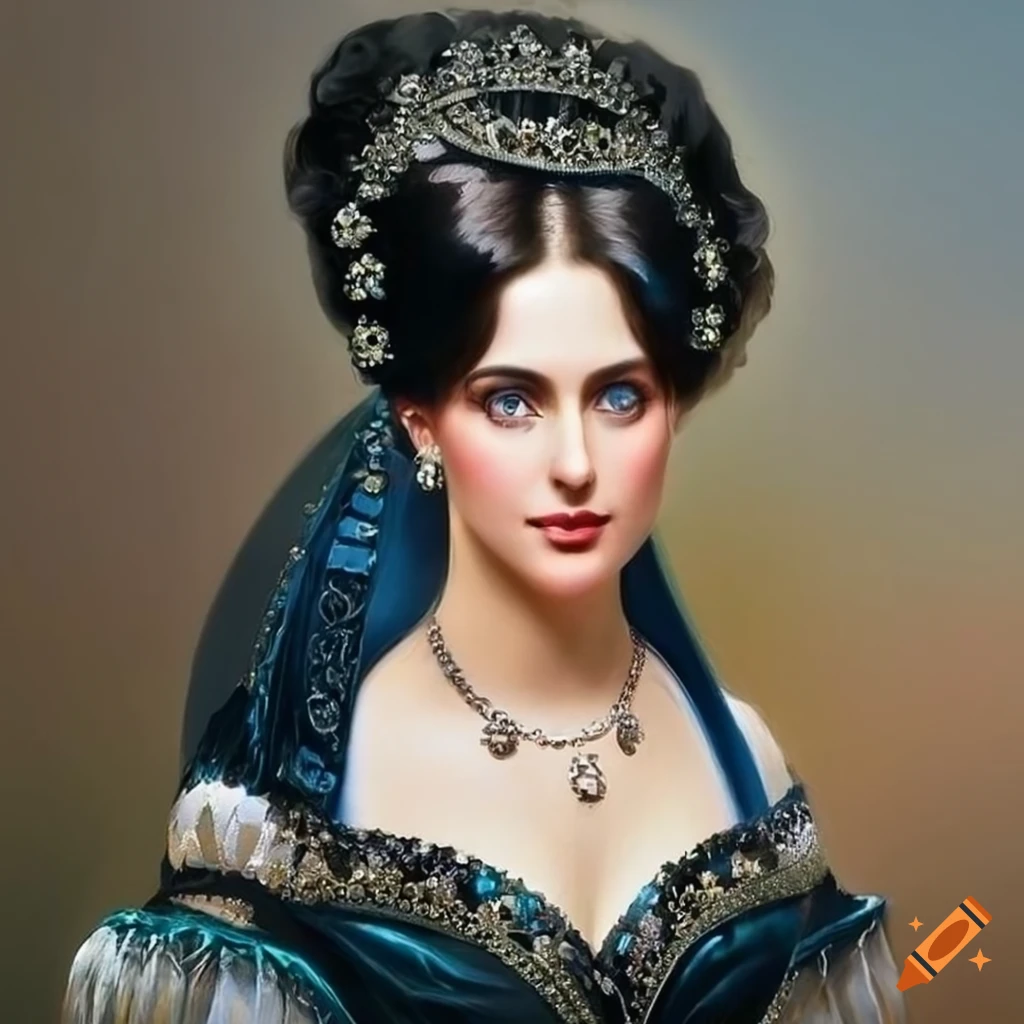 Portrait of an elegant lady in 1850s fashion