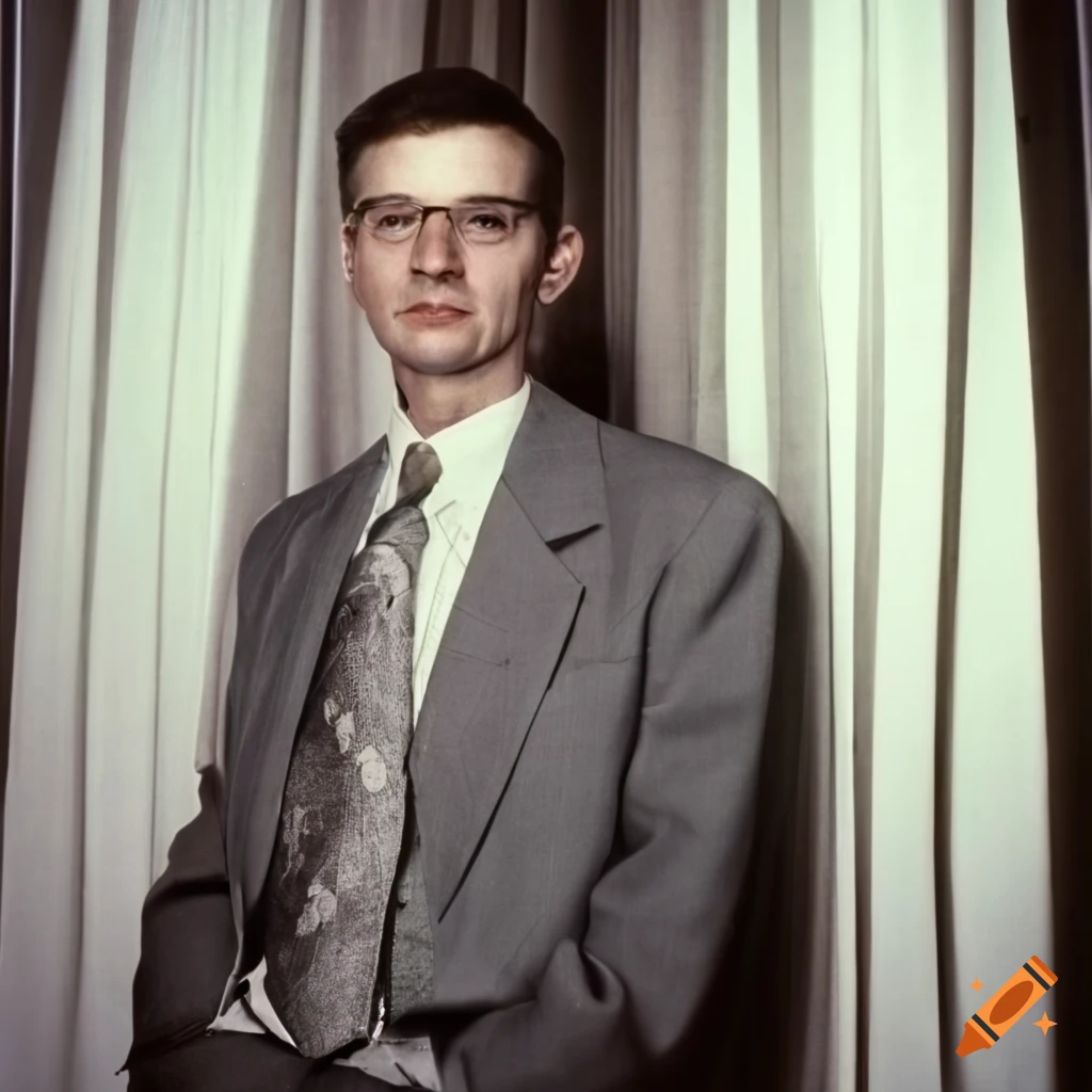 vintage photo of a man in a gray business suit
