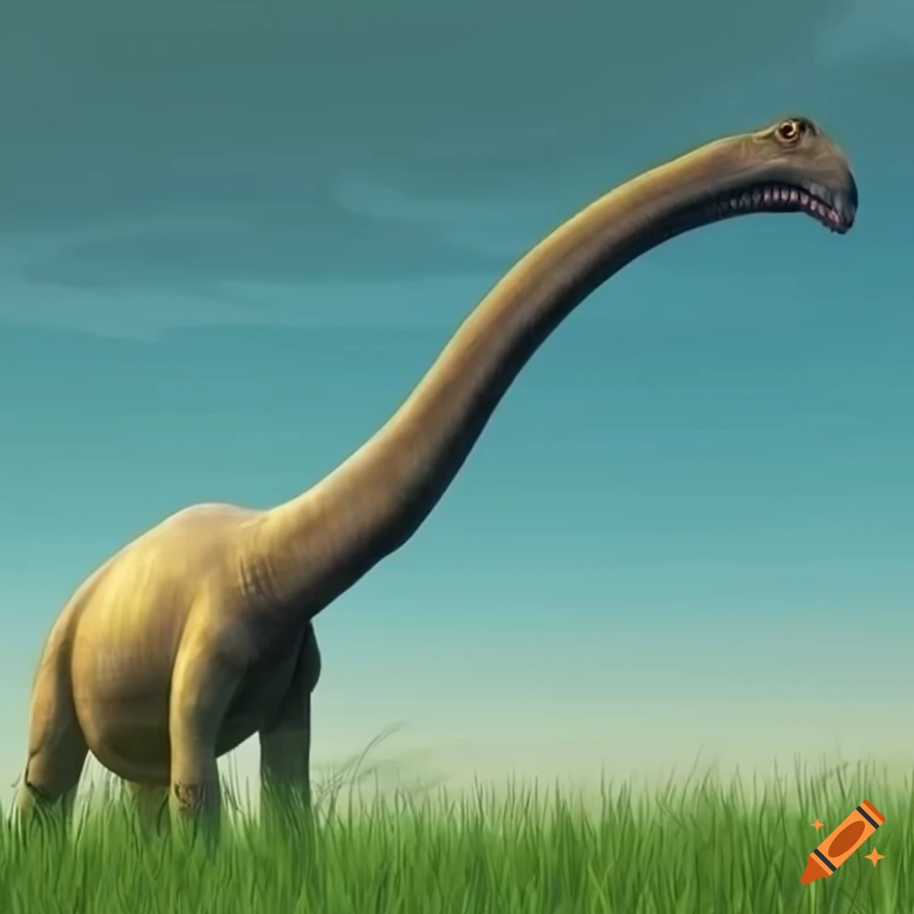 Beige brachiosaurus in tall grass