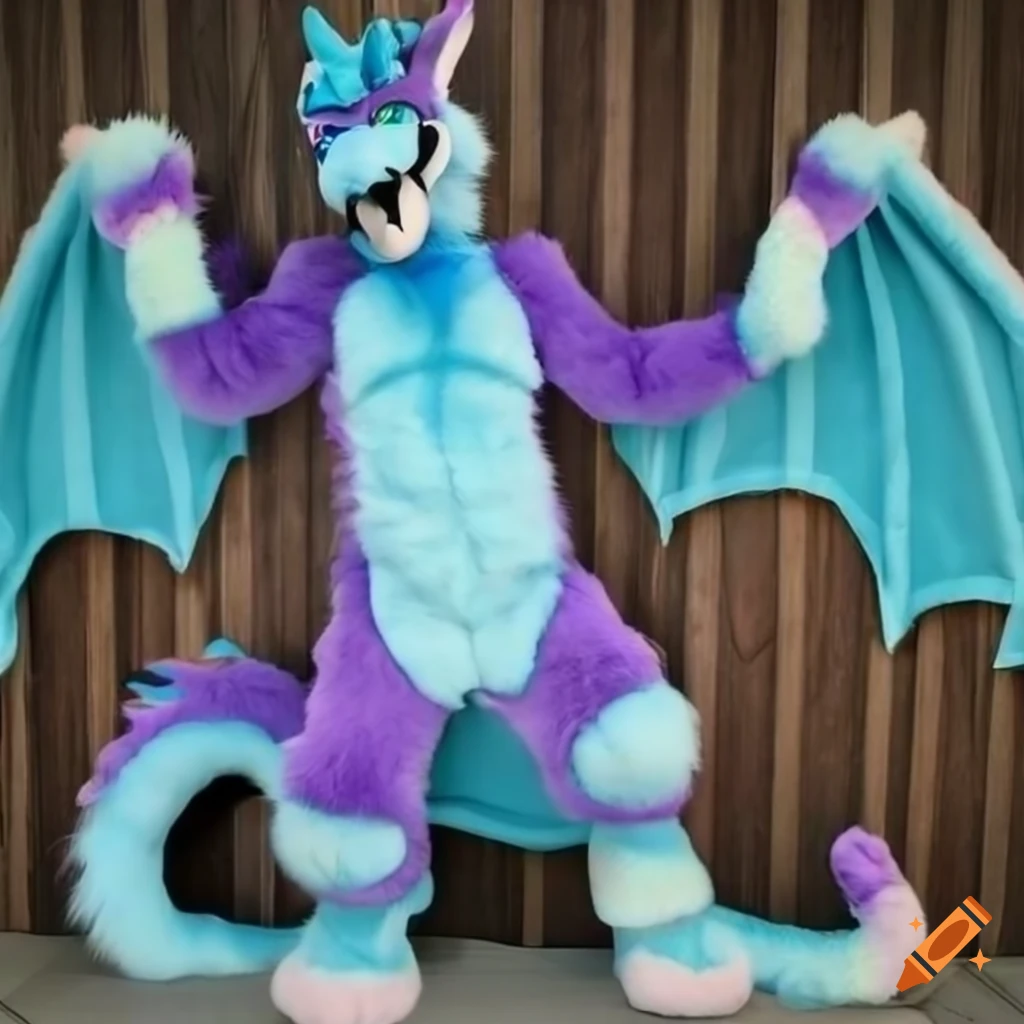 light blue dragon anthro fursuit
