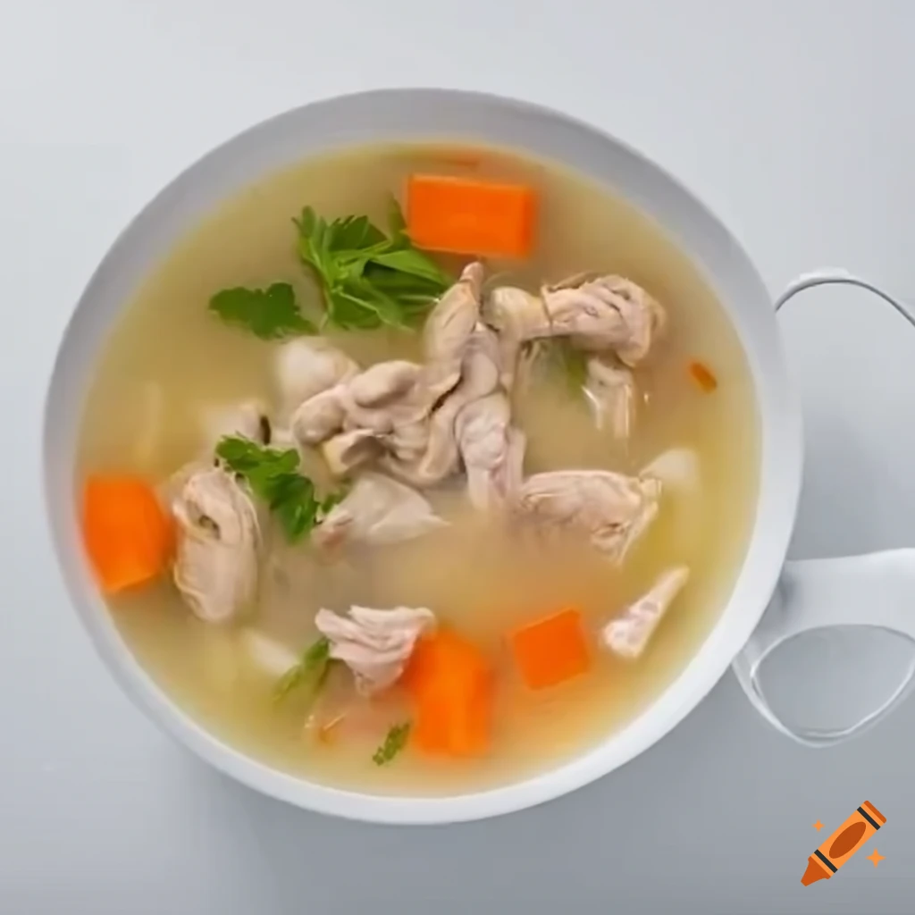 top down view of a bowl of chicken soup