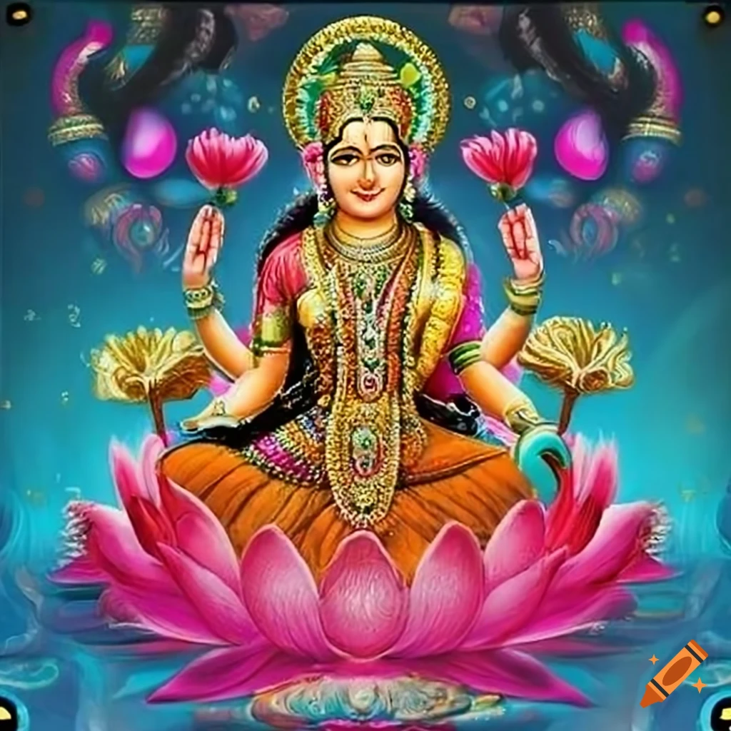 Colorful depiction of lakshmi on Craiyon