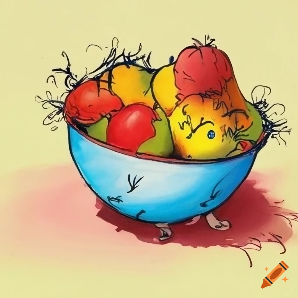 FRUIT BOWL - Sketches - Drawings & Illustration, Food & Beverage, Fruit,  Assortments & Baskets - ArtPal