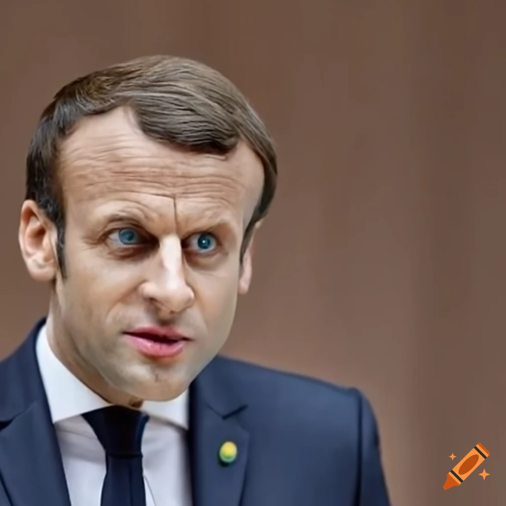satirical artwork of Emmanuel Macron as Pinocchio