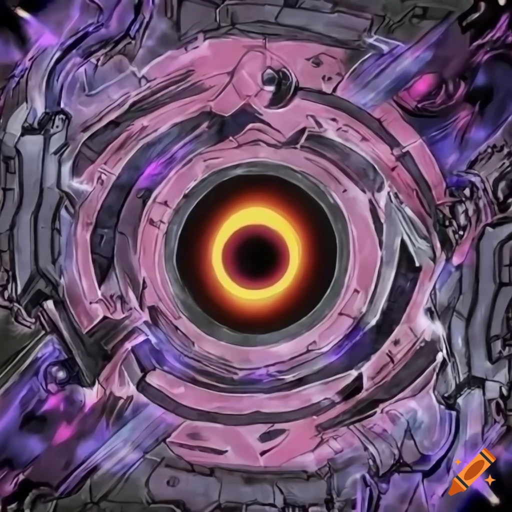 Mechanical black hole artwork in yu-gi-oh style on Craiyon