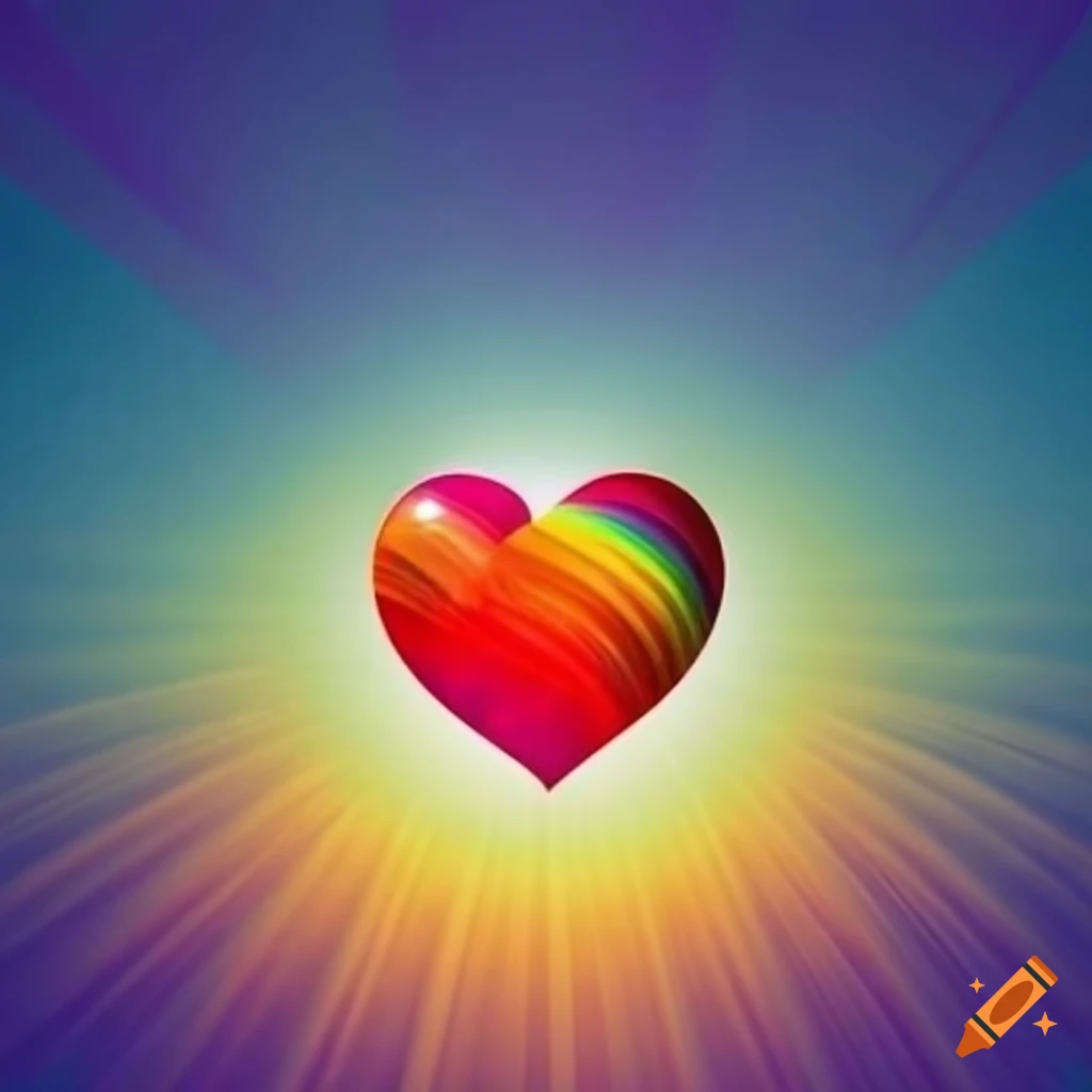 Rainbow love heart symbol in the sky