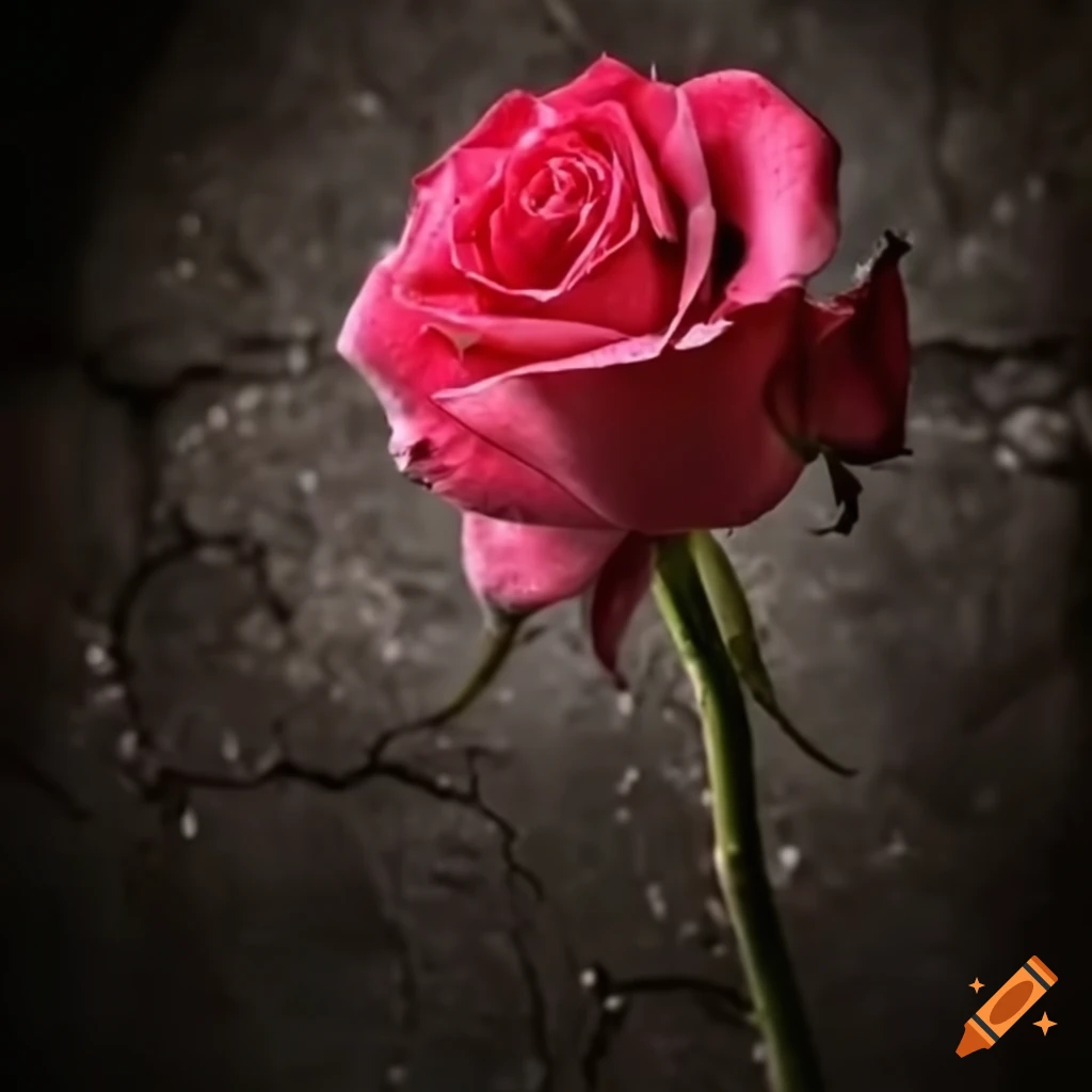 rose breaking through concrete