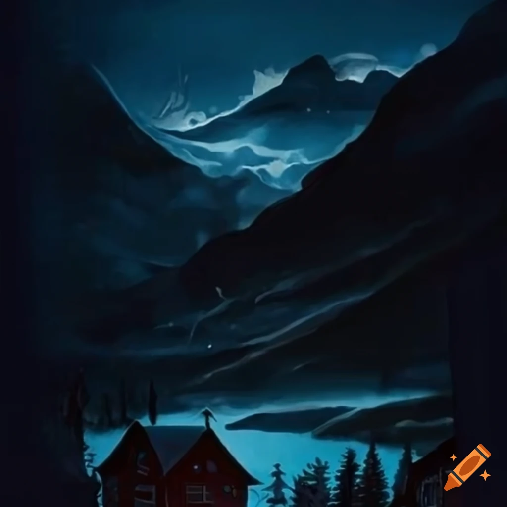 Swiss mountain valley from a graphic novel