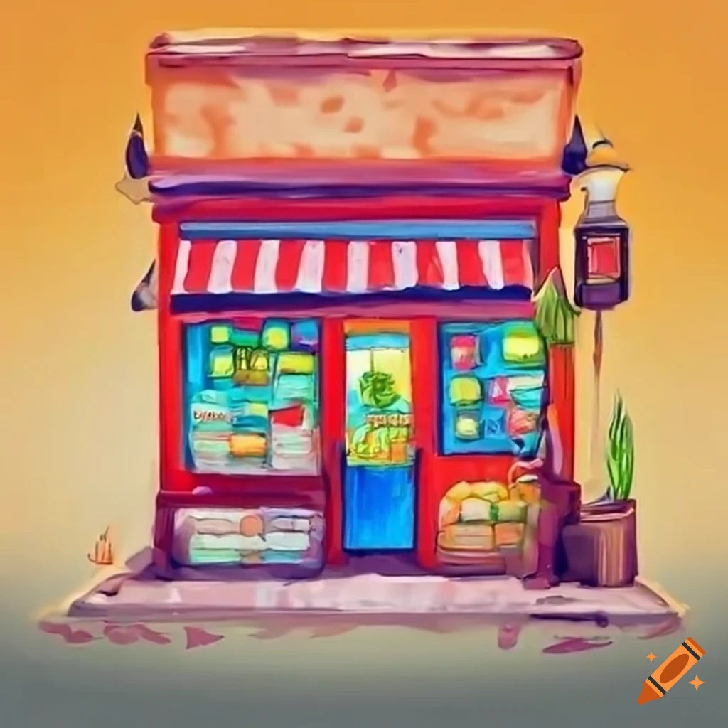 colorful shop in a cozy neighborhood