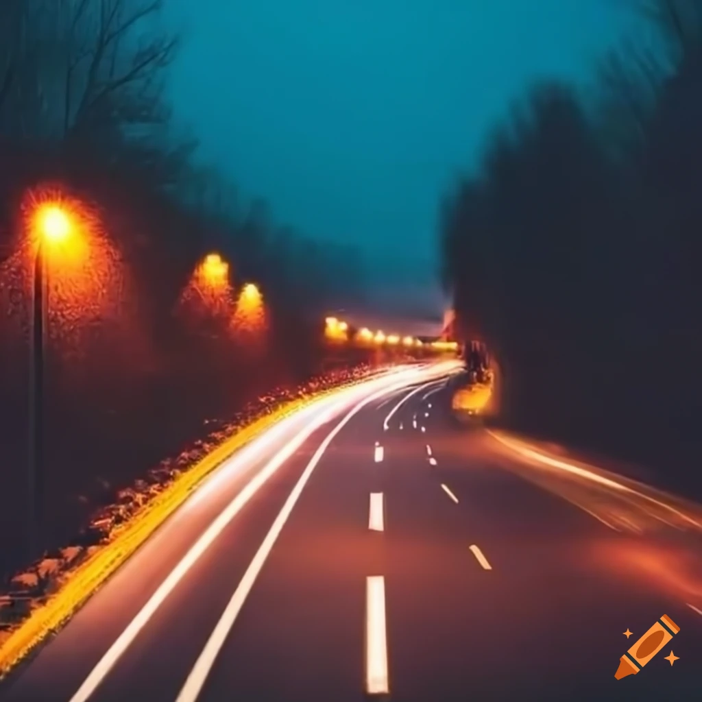 empty nighttime highway road