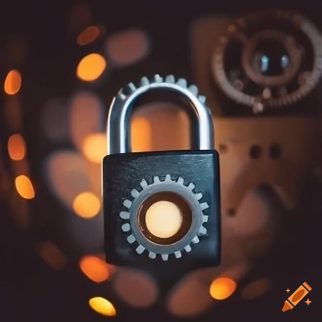 Image of a robotic lock with gears and a key
